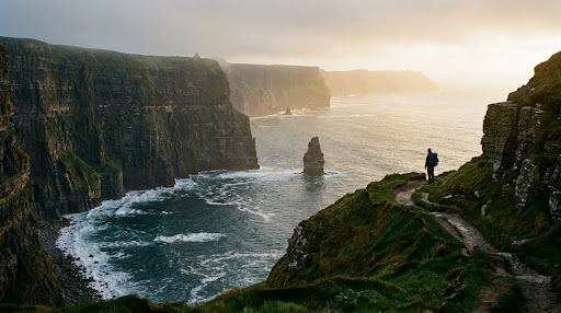 Côte sauvage et falaises au crépuscule